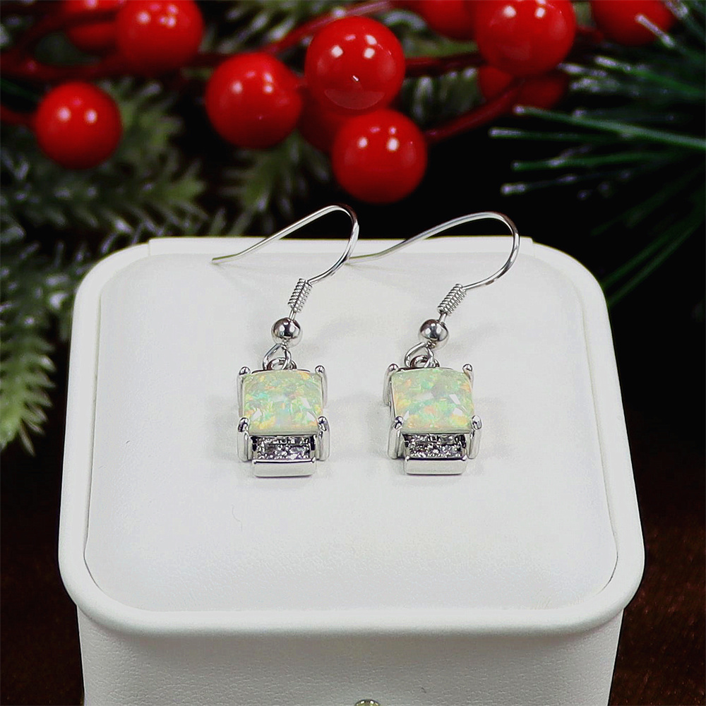 White Opal Earrings, Opal Minimalist Dangle Earrings, Elegant Everyday Jewelry, Modern Luxury Gift for Women
