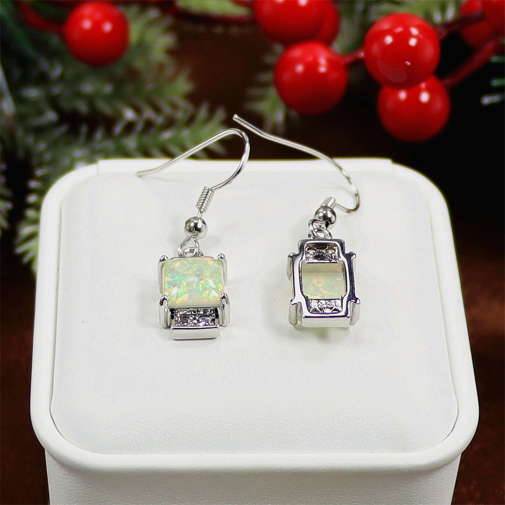 White Opal Earrings, Opal Minimalist Dangle Earrings, Elegant Everyday Jewelry, Modern Luxury Gift for Women