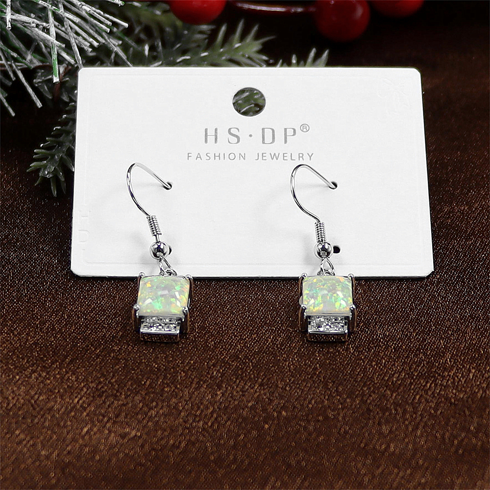 White Opal Earrings, Opal Minimalist Dangle Earrings, Elegant Everyday Jewelry, Modern Luxury Gift for Women