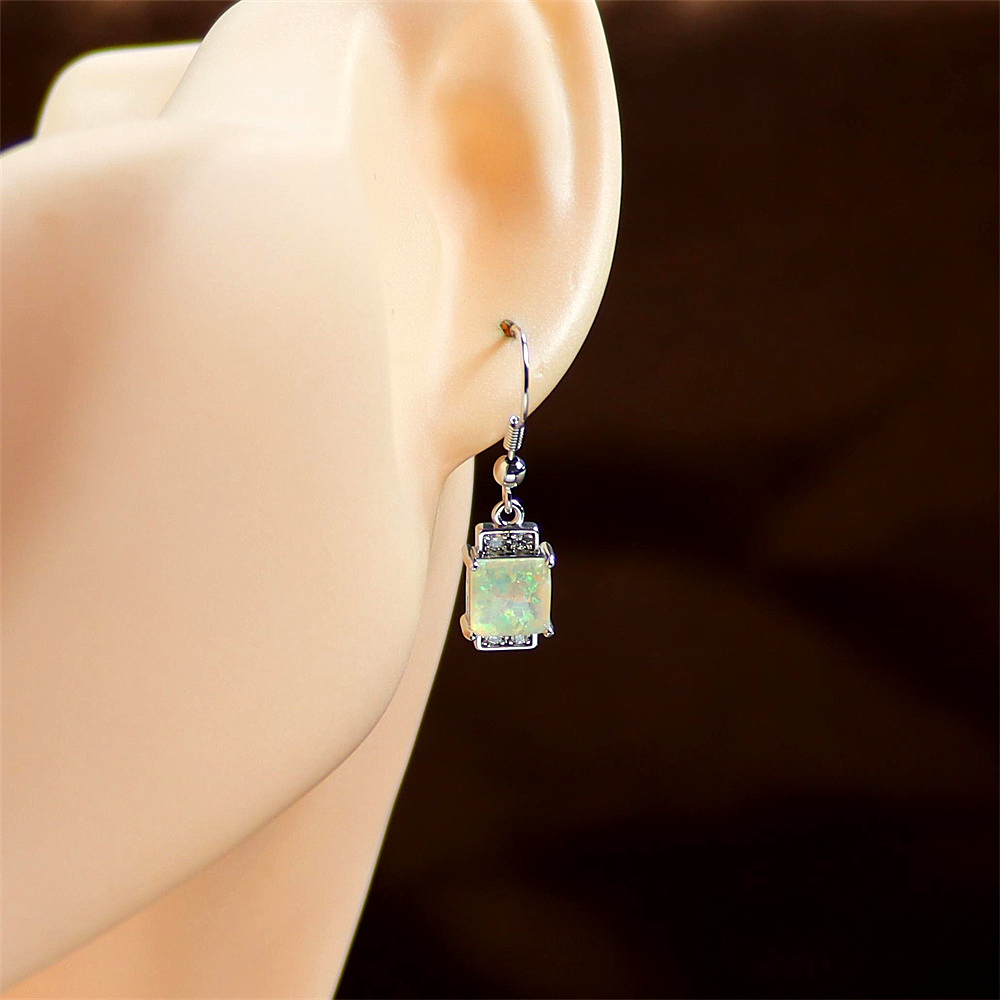 White Opal Earrings, Opal Minimalist Dangle Earrings, Elegant Everyday Jewelry, Modern Luxury Gift for Women