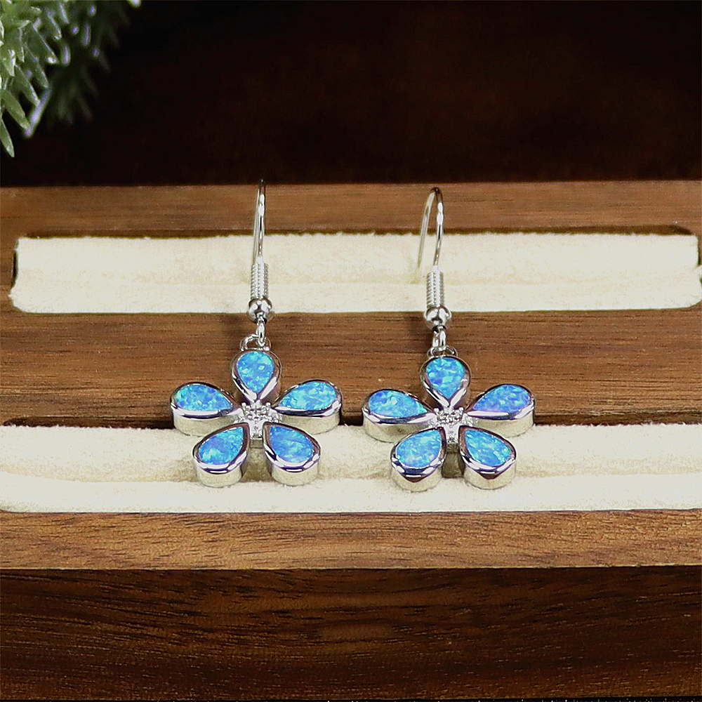 Plum Blossom Stud Earrings, Opal Floral Earrings, Oriental Elegant Jewelry, Delicate Gift for Women & Girls