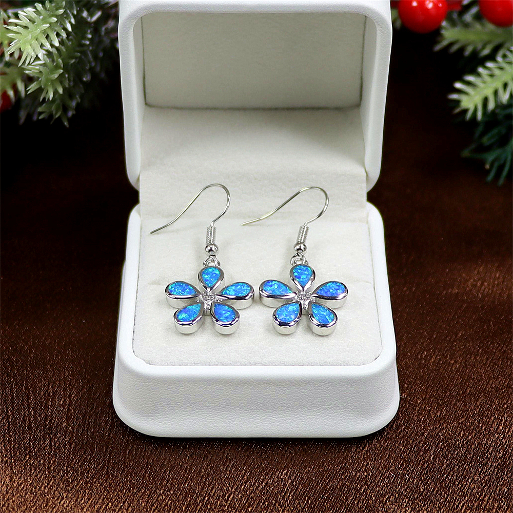 Plum Blossom Stud Earrings, Opal Floral Earrings, Oriental Elegant Jewelry, Delicate Gift for Women & Girls