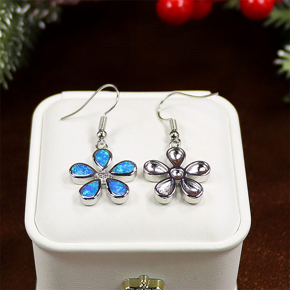 Plum Blossom Stud Earrings, Opal Floral Earrings, Oriental Elegant Jewelry, Delicate Gift for Women & Girls