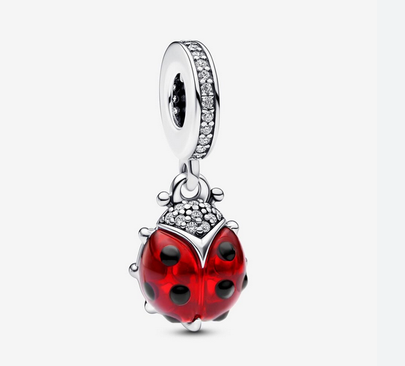 Pandora Moments Sterling Silver Red Ladybird Dangle Charm