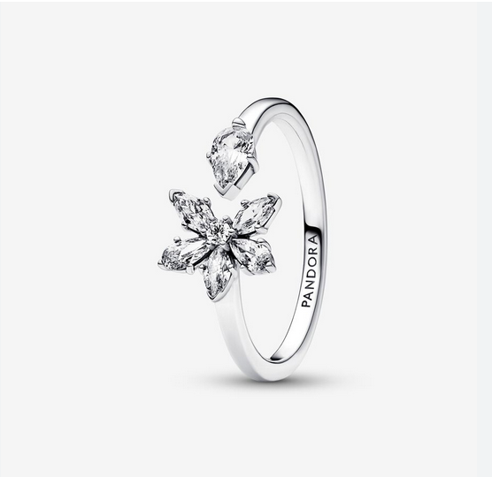 Pandora Sparkling Herbarium Cluster Open Ring