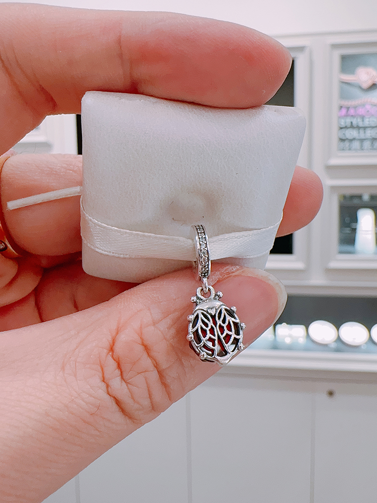 Pandora Moments Sterling Silver Red Ladybird Dangle Charm