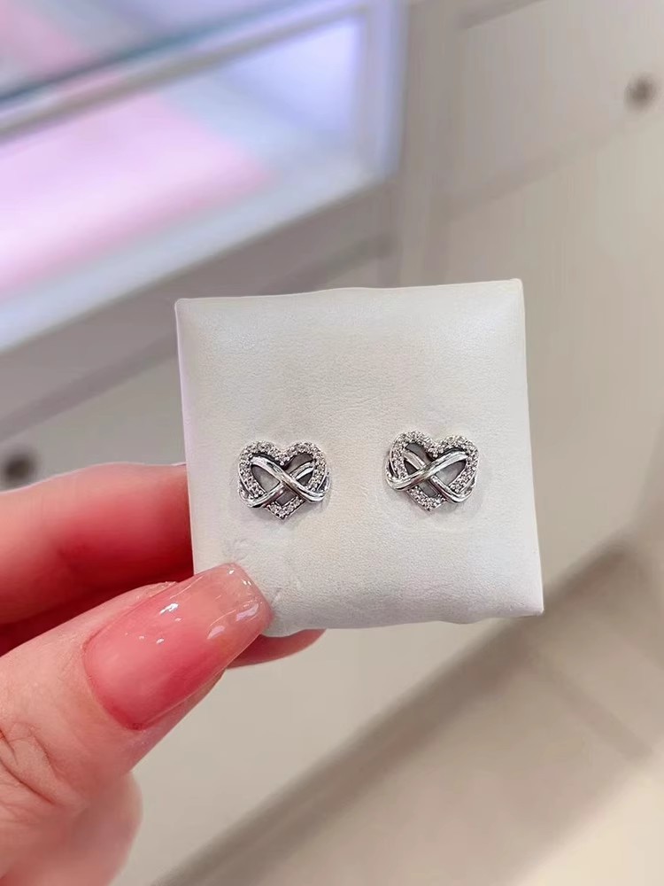 Pandora Sparkling Infinity Heart Stud Earrings