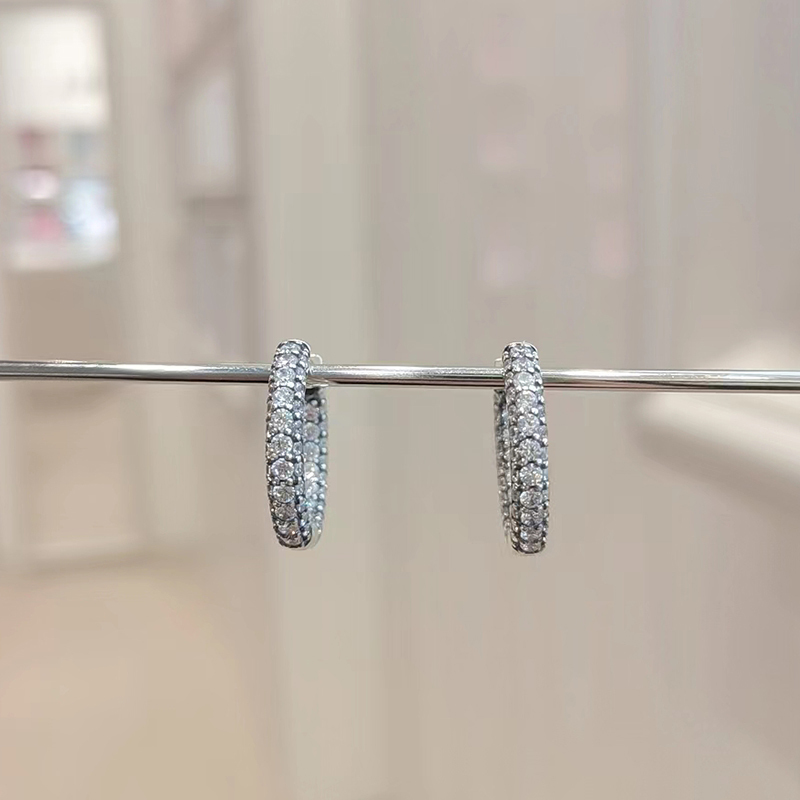 Pandora Timeless Pavé Single-row Hoop Earrings ALE s925 Gift Bag