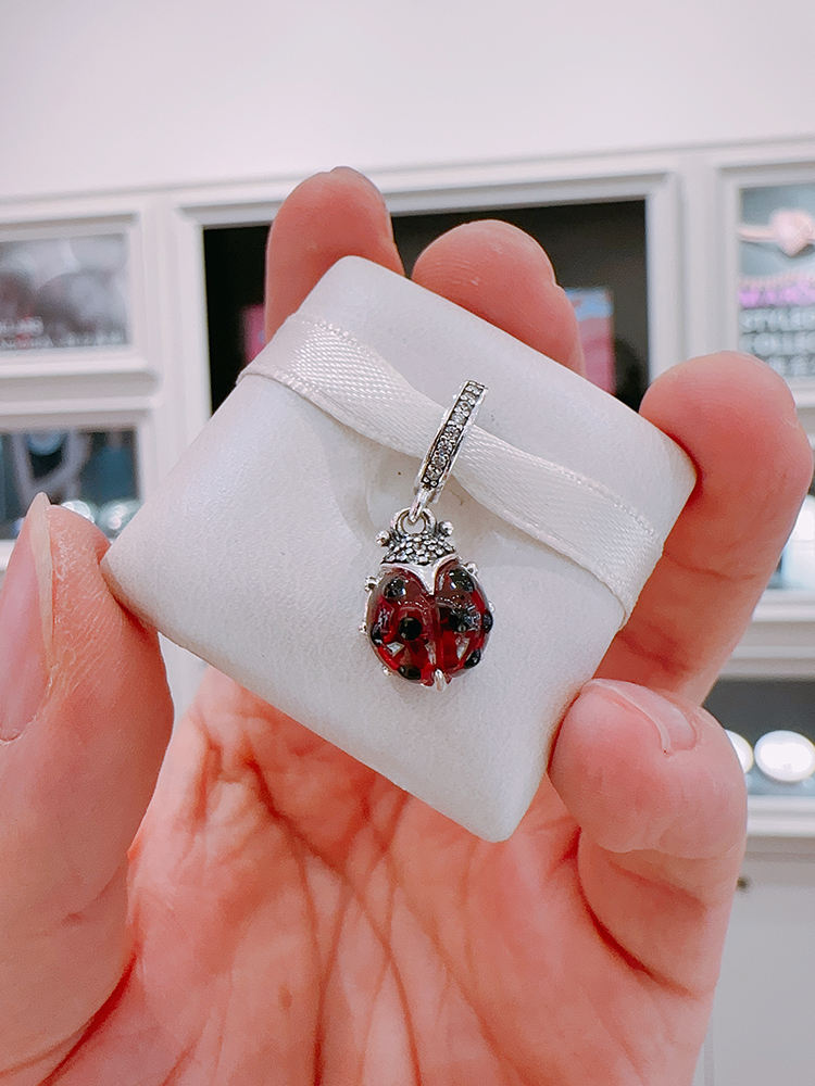 Pandora Moments Sterling Silver Red Ladybird Dangle Charm