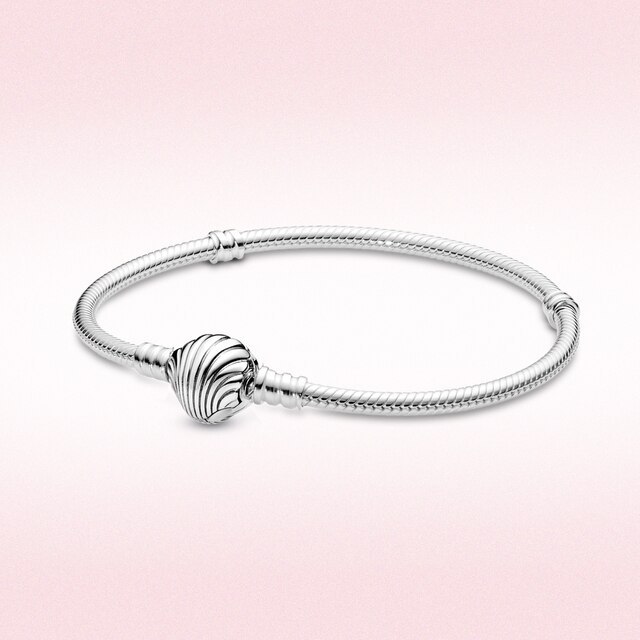 Pandora  Seashell Clasp Bracelet  Snake Chain 925 Silver