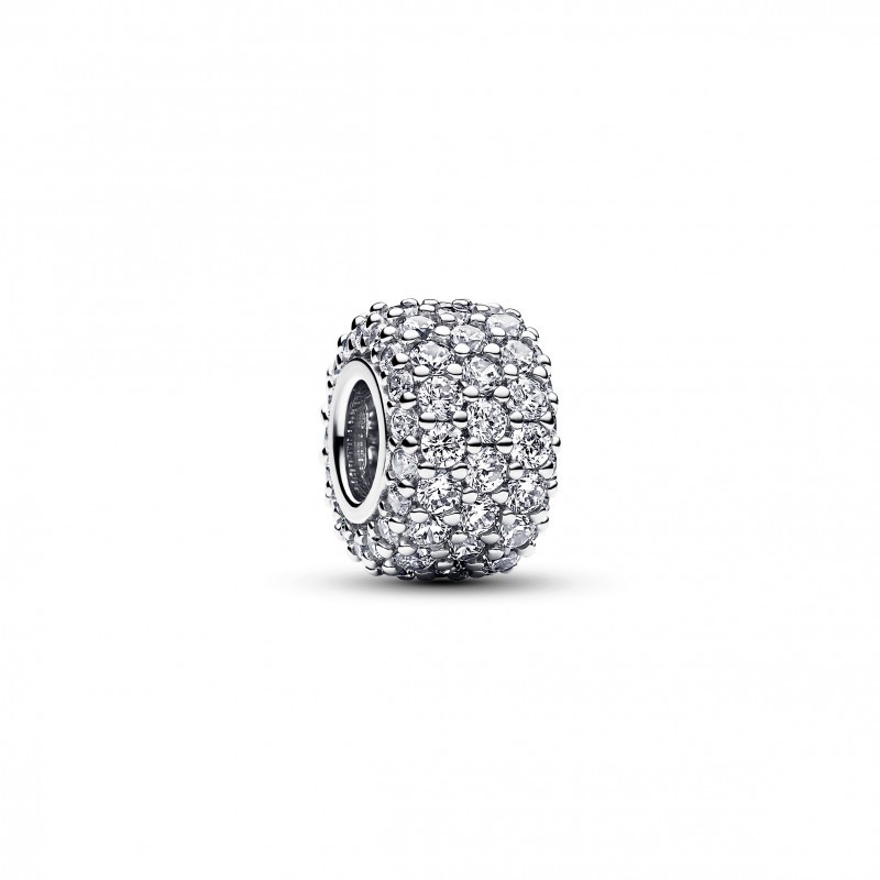 Pandora ALE 925 Sterling Silver  Moments Sparkling Pavé Triple-row silver Charm