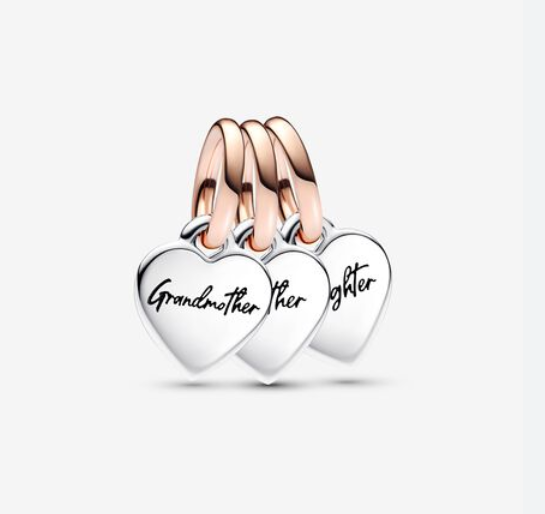 Pandora Moments Two-tone Splittable Family Generation of Hearts Triple Dangle Charm