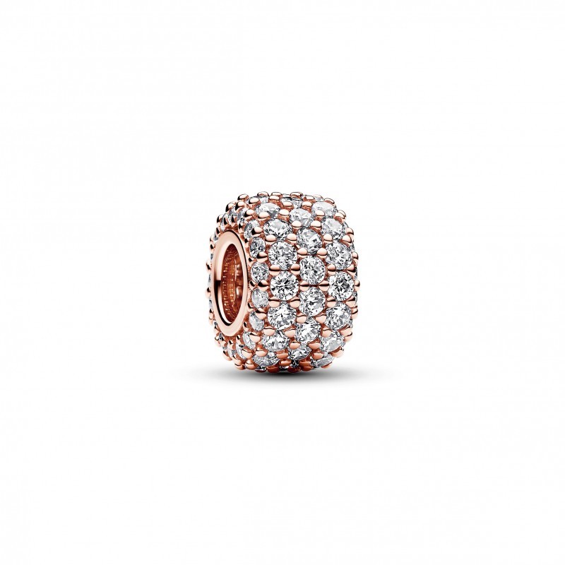 Pandora Moments Sparkling Pavé Triple-row Rose Gold Charm