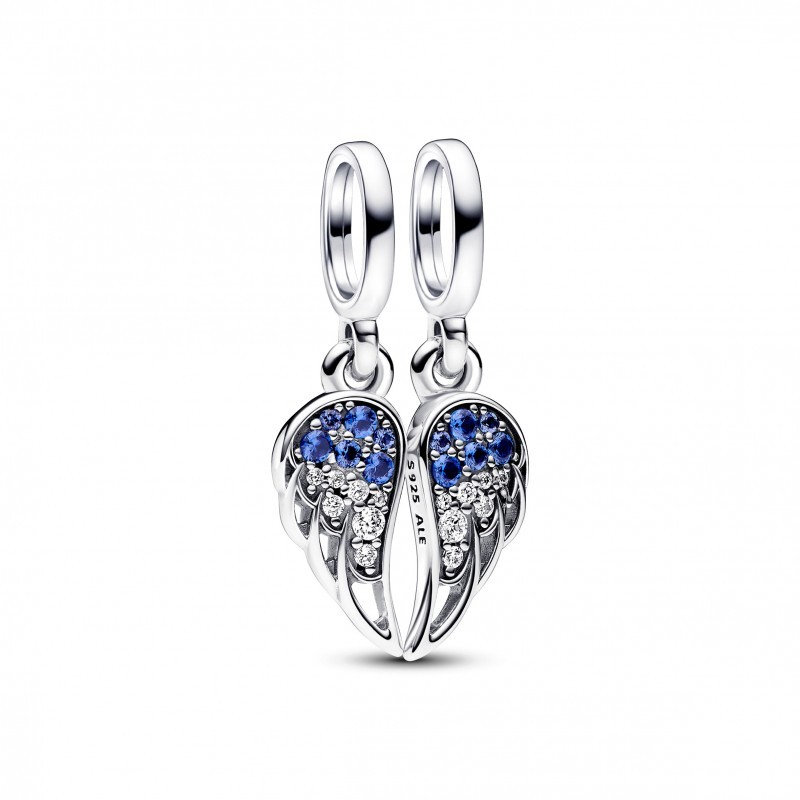 Pandora Moments ALE 925 Sterling Silver  Sparkling Splittable Angel Wings Dangle Charm