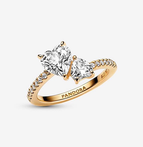 Pandora Double Heart Sparkling Ring ALE  Gift Bag