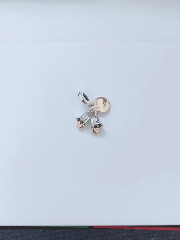 Pandora Two-tone Wedding Bells Double Dangle Charm  ale s925