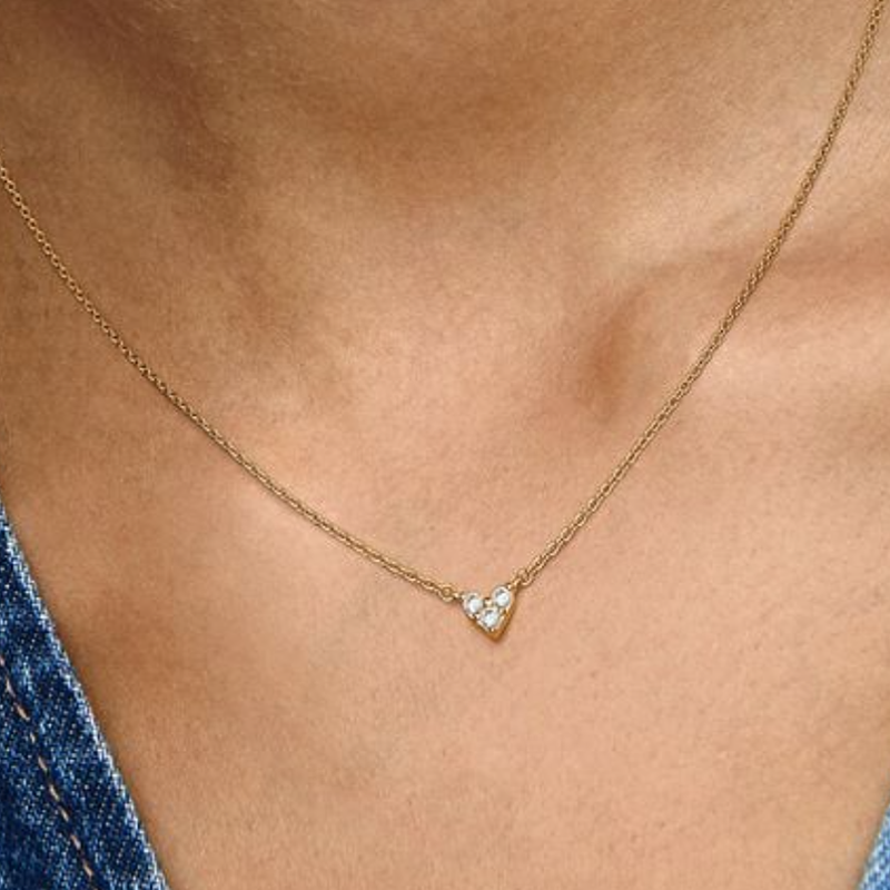 Pandora Triple Stone Heart Collier Gold  Necklace 45cm