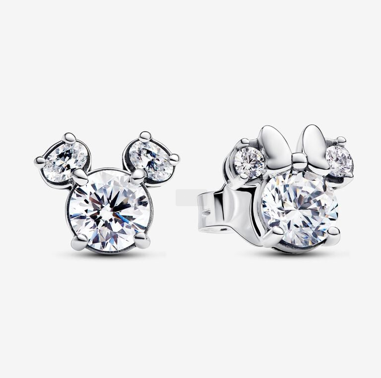 Pandora  Mickey Mouse & Minnie Mouse Sparkling Stud Earrings Sterling silver