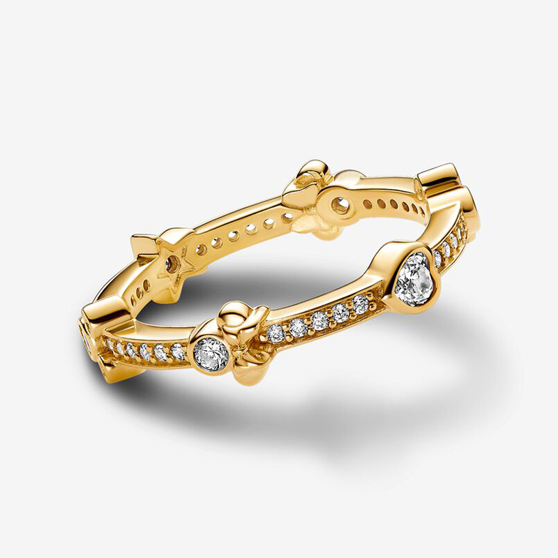 Pandora  Mickey Mouse & Minnie Mouse Sparkling Eternity Gold Ring