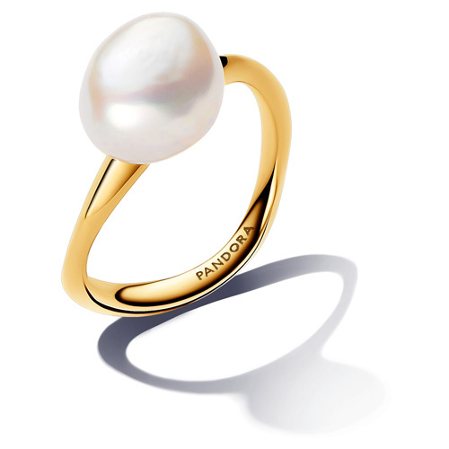 PANDORA Essence 14k Gold Plated Baroque Pearl Ring