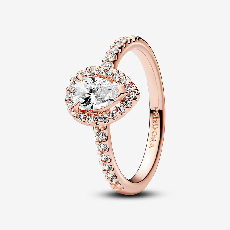 Pandora Timeless Sparkling Pear Halo Rose Gold Ring