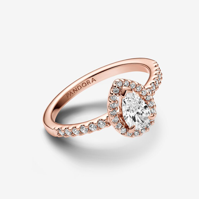 Pandora Timeless Sparkling Pear Halo Rose Gold Ring