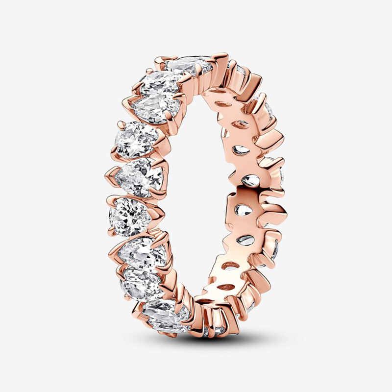 Pandora Alternating Sparkling Band Rose Gold Ring