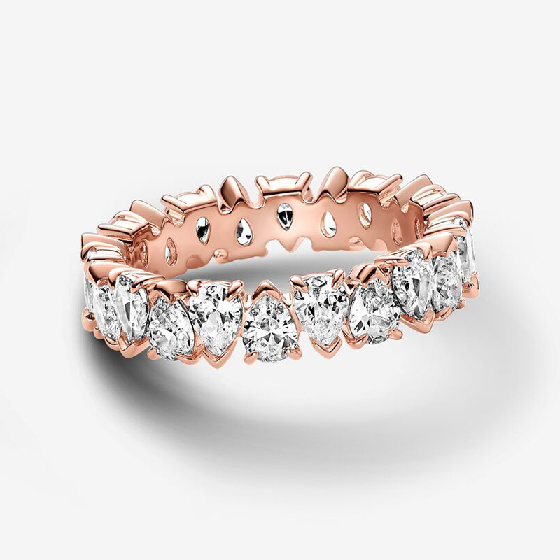 Pandora Alternating Sparkling Band Rose Gold Ring