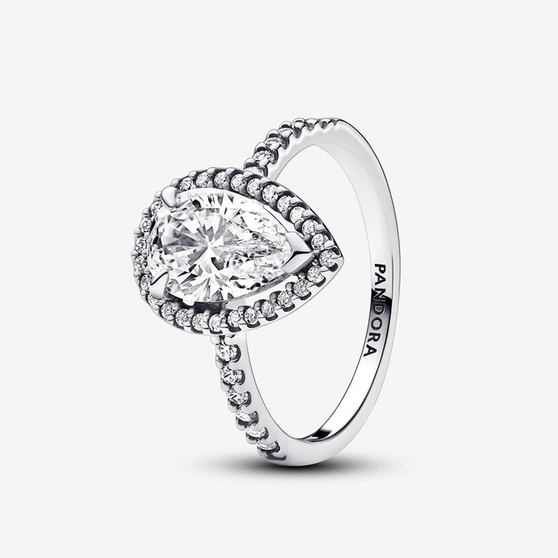 Pandora Sparkling Pear Halo Silver Ring