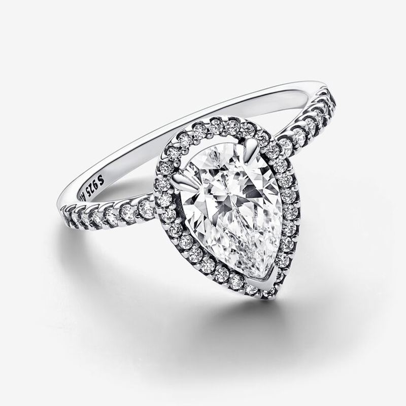 Pandora Sparkling Pear Halo Silver Ring