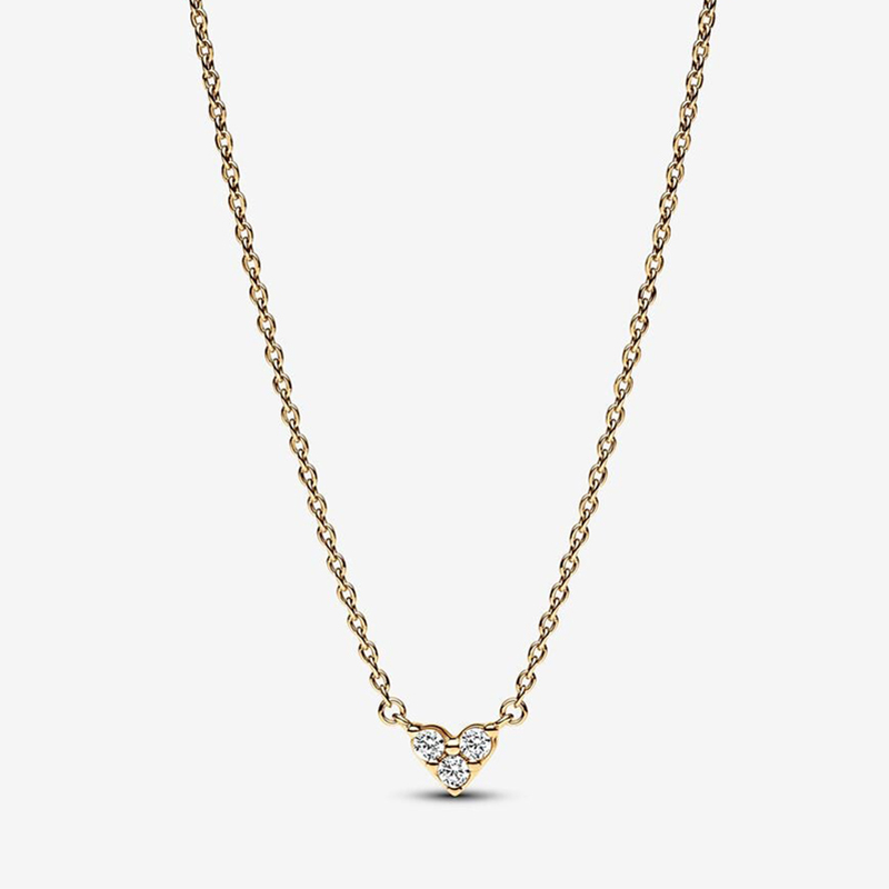 Pandora Triple Stone Heart Collier Gold  Necklace 45cm