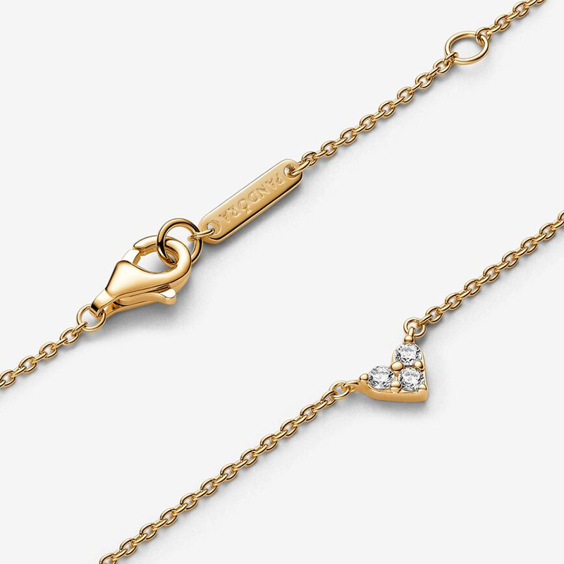 Pandora Triple Stone Heart Collier Gold  Necklace 45cm