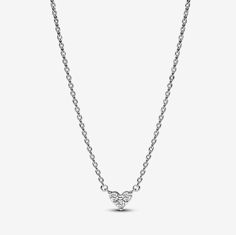 Pandora Kette Collier  Triple Stone Heart Collier Silver Necklace 45cm