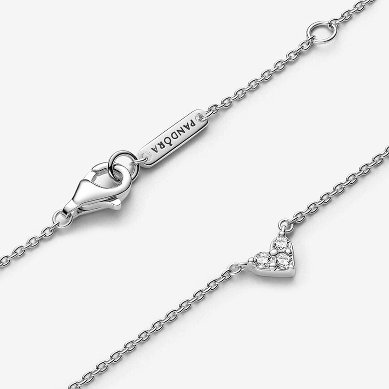 Pandora Kette Collier  Triple Stone Heart Collier Silver Necklace 45cm