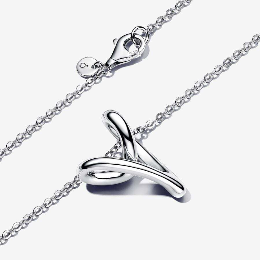PANDORA 925 Organically Shaped Heart Pendant Necklace