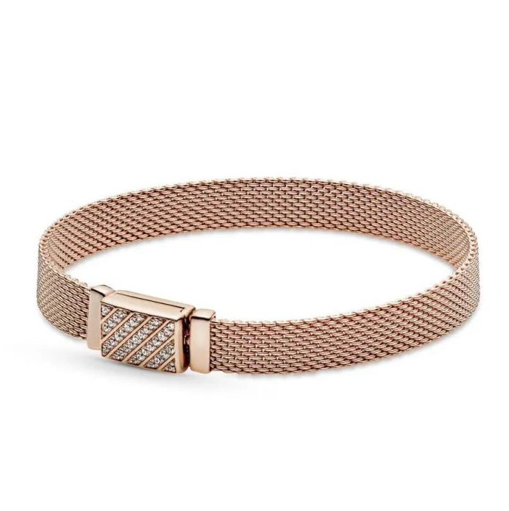 Pandora Reflexions Long Clasp Pavé Bracelet Rose Gold  with pouch