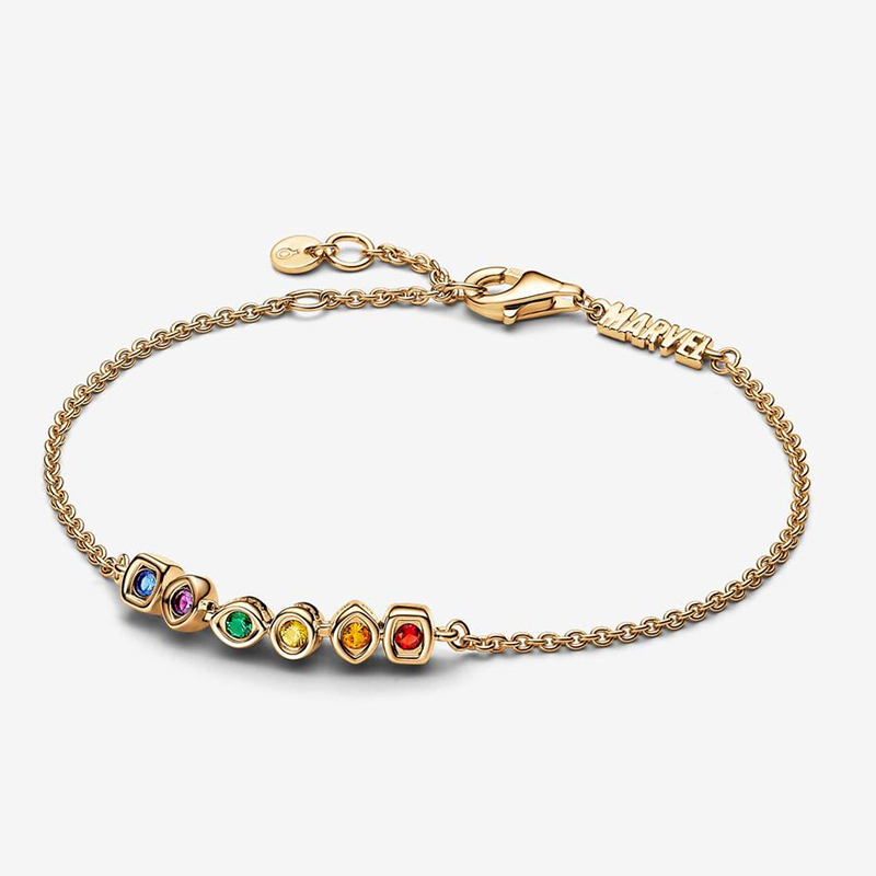 Pandora Marvel The Avengers Infinity Stones Chain Gold Bracelet