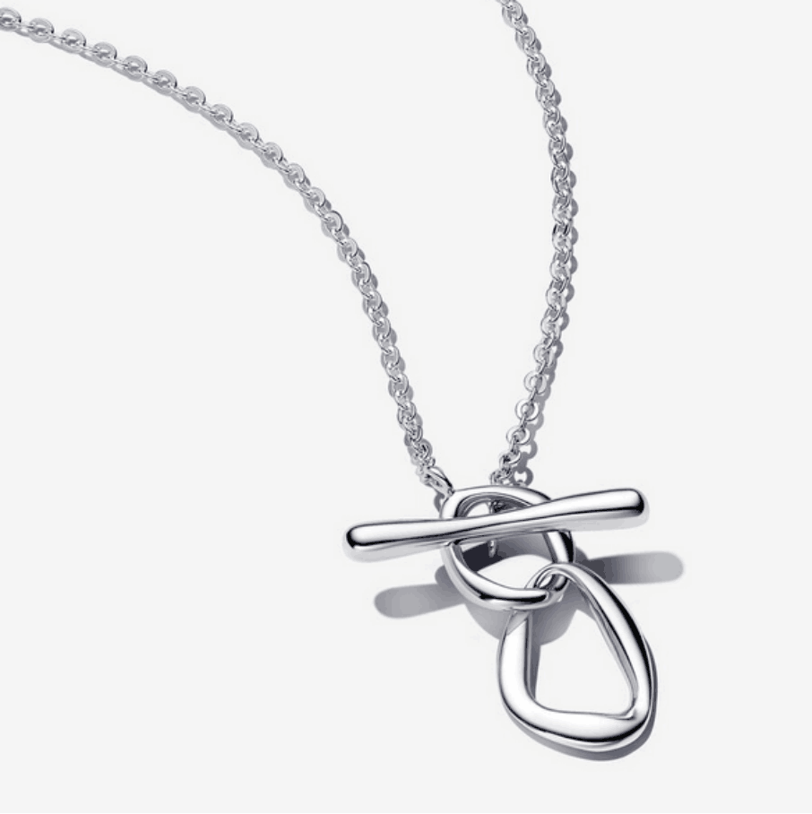 Pandora  Organically shaped circles T-bar necklace