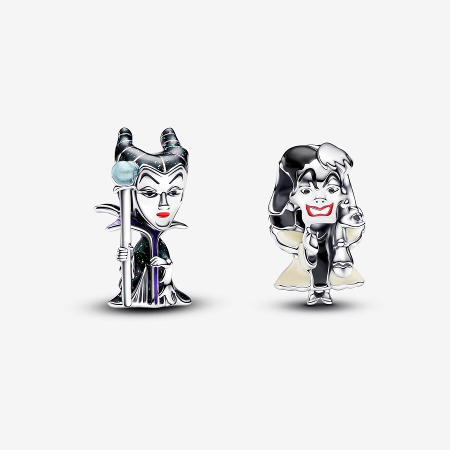 Pandora  Villains Maleficent Cruella De Vil Charm  with pouch Sterling Silver
