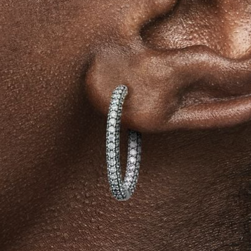 Pandora Timeless Pavé Single-row Silver Hoop Earrings