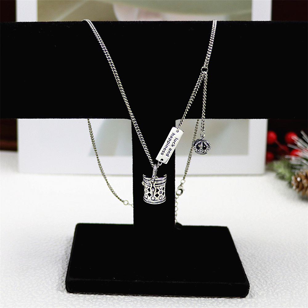 Sterling Silver Cylinder Pendant Necklace, Openable Box with Floral Filigree Print, Unique Secret Locket S925 Chain