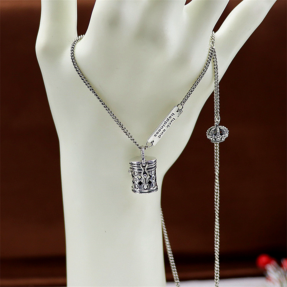 Sterling Silver Cylinder Pendant Necklace, Openable Box with Floral Filigree Print, Unique Secret Locket S925 Chain