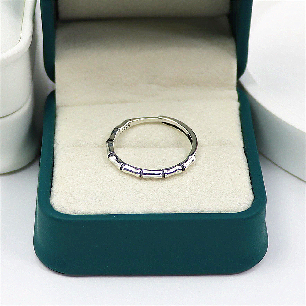 Bamboo Node Sterling Silver Ring, Open Adjustable Band, Nature Inspired Minimalist S925 Jewelry