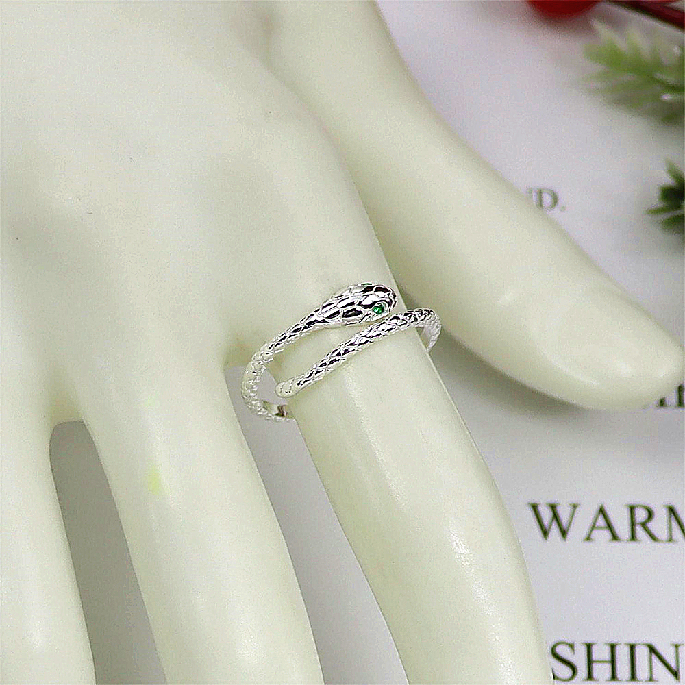 Serpent Sterling Silver Ring, Coiled Open Adjustable Band, Mysterious Minimalist S925 Jewelry