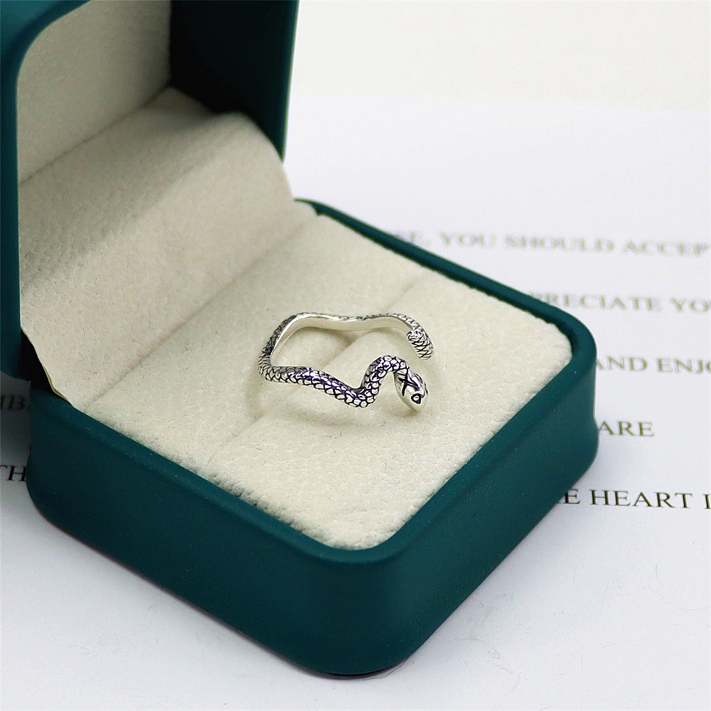 Mystical Snake Zodiac Ring, Curved Textured Open Band, Sterling Silver Adjustable Statement Jewelry