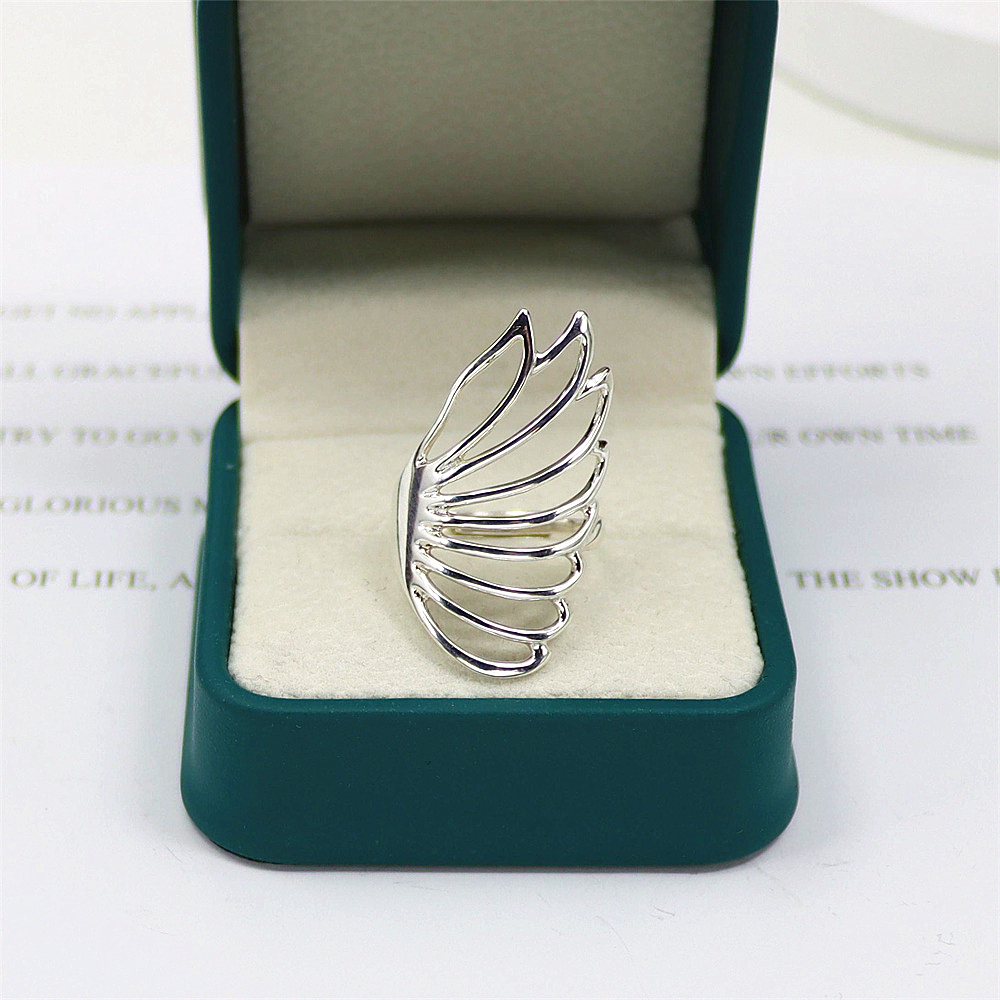 Winged Sterling Silver Ring, Geometric Openwork with Antique Finish, Bold Gothic Adjustable Statement Jewelry