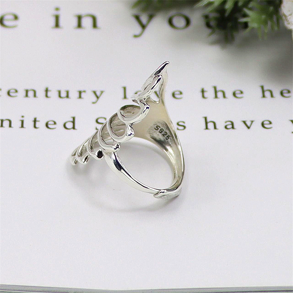 Winged Sterling Silver Ring, Geometric Openwork with Antique Finish, Bold Gothic Adjustable Statement Jewelry