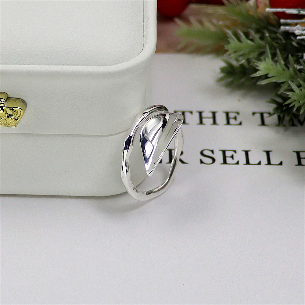 Asymmetric Geometric Ring, Modernist Open Band in Sterling Silver, Sculptural Minimalist S925 Jewelry