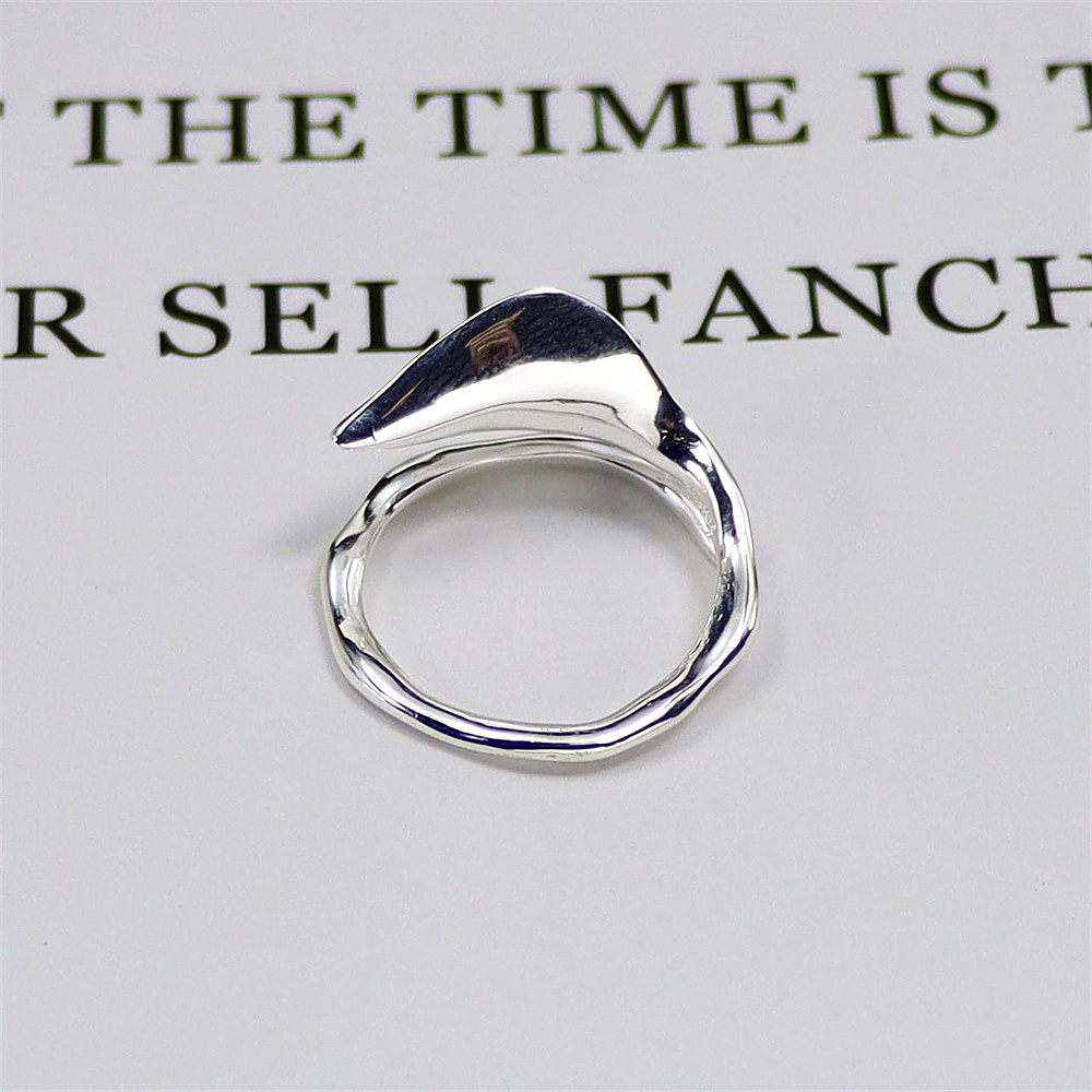 Asymmetric Geometric Ring, Modernist Open Band in Sterling Silver, Sculptural Minimalist S925 Jewelry