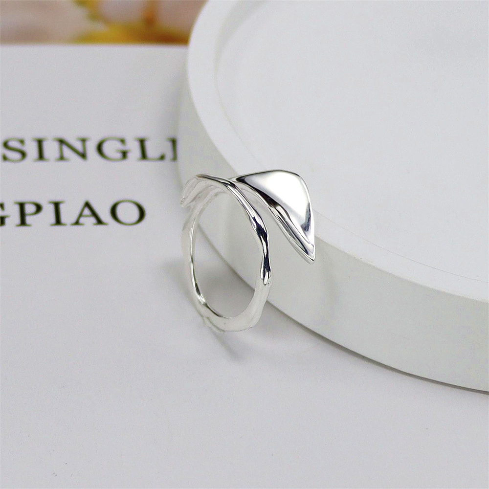 Asymmetric Geometric Ring, Modernist Open Band in Sterling Silver, Sculptural Minimalist S925 Jewelry